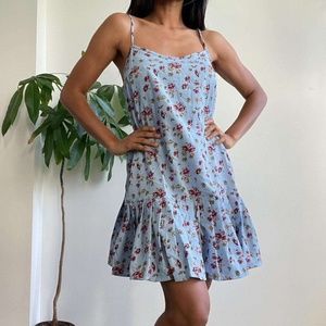 Urban Outfitters Women's Camille Mini-Dress, Blue Floral, Size Small